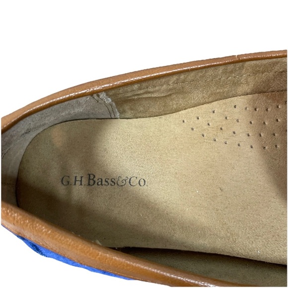 G.H. Bass Becca Loafer Leather Shoes Suede Slip-on Basket Weave Blue Size 8 - Picture 5 of 7